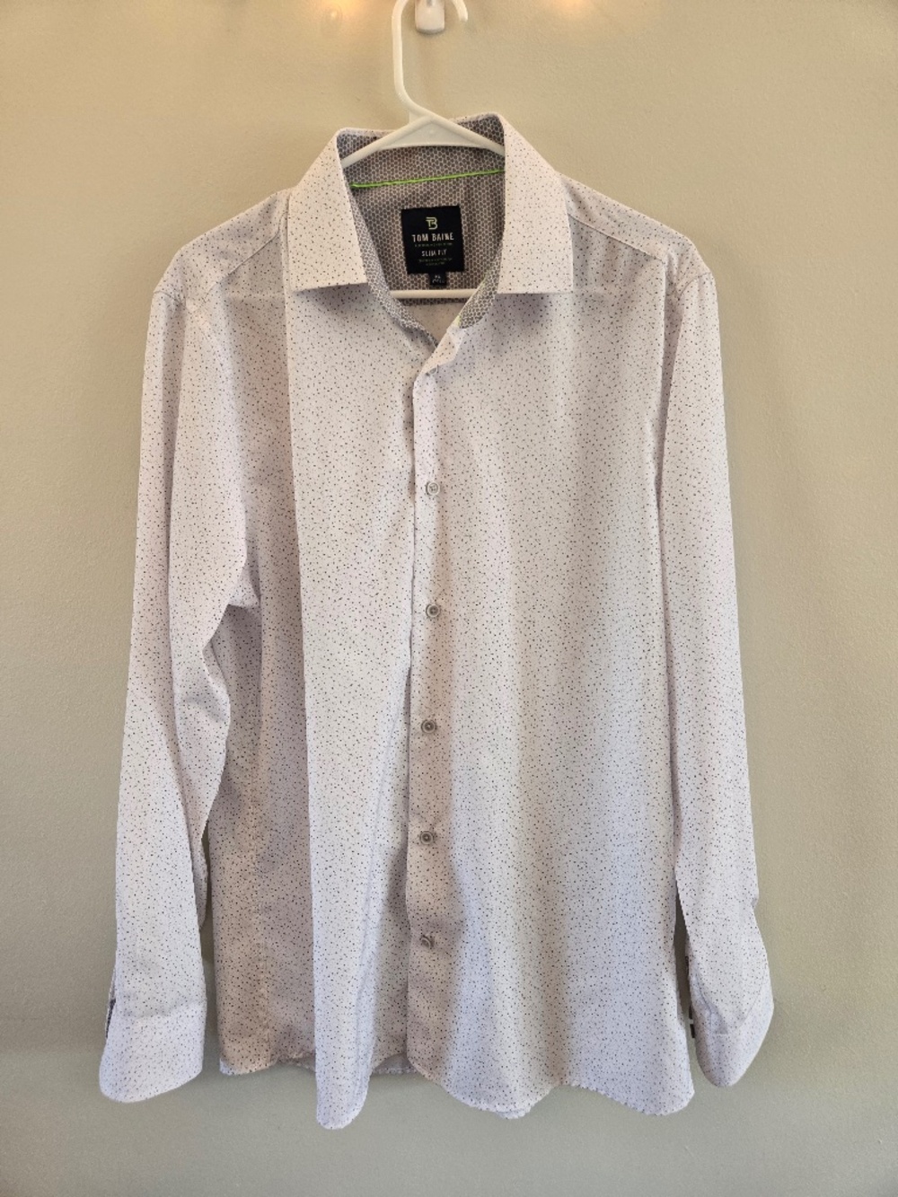 Tom Baine Performance Stretch Wrinkle Free White Geo Print Shirt